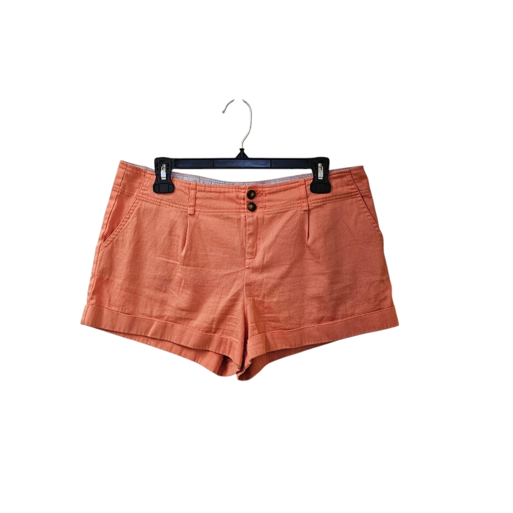 Timing Salmon Orange Pleated Shorts Women's Large Mid Rise
